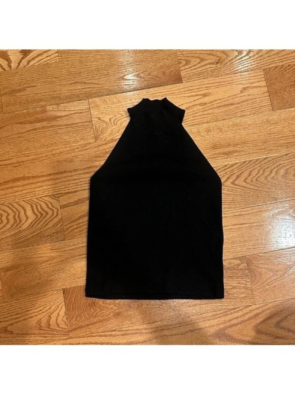 Zara Black High Neck Halter Knit Top